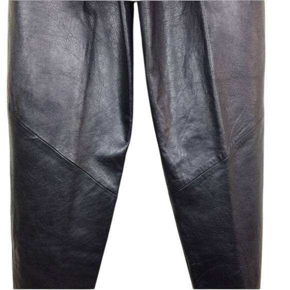 Cedars Vintage Y2K Black 100% Leather Tapered Leg High Waist Pants Sz 14 - Picture 6 of 10